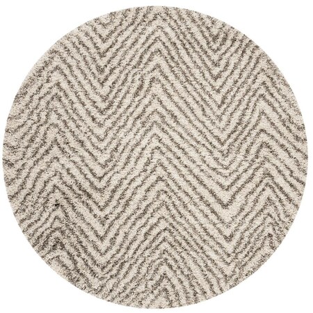 Safavieh Hudson Shag 300 Power Loomed Round Area RugIvory & Grey 7 x 7 ft. SGH375A-7R